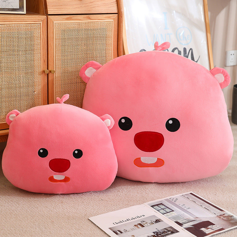 Beaver plush pillow, large size, cute cartoon pillow, perfect as a birthday gift.
