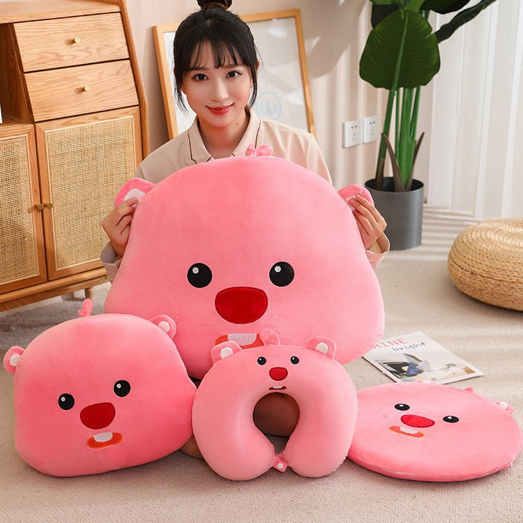 Beaver plush pillow, large size, cute cartoon pillow, perfect as a birthday gift.