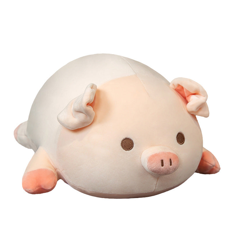 Creative and cute pig pillow, cartoon pig BOBO lying pig doll, pink lying pig plush toy